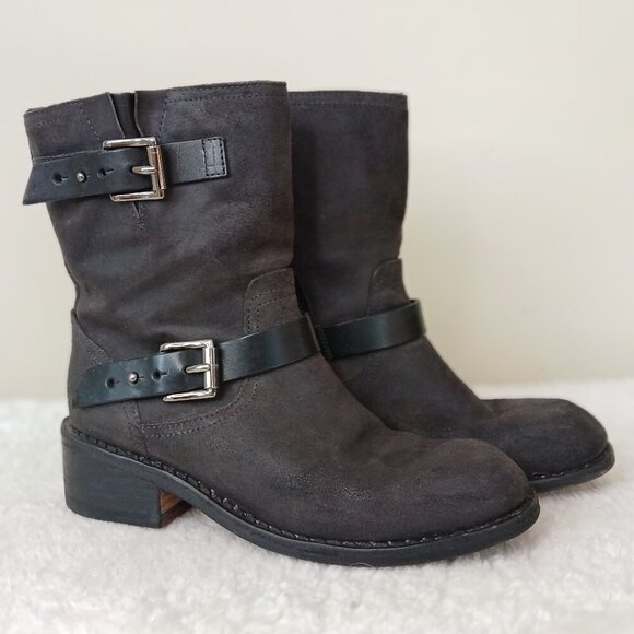 Rag & Bone Andover Suede Moto Boots Black Size EU 37/US 7🌺Host Pick🌺 - Picture 2 of 11